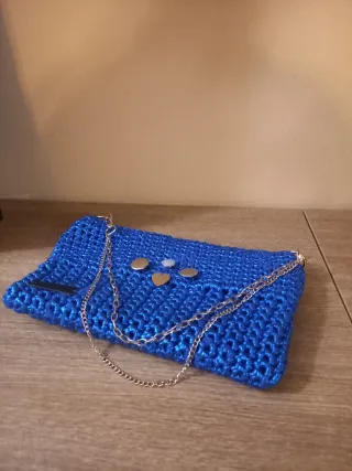 Borsetta blu metallizzato Handmade