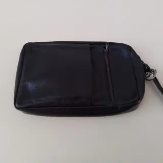Bolso de mano de piel negro vintage