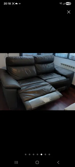 Sofá relax motorizado de piel negro