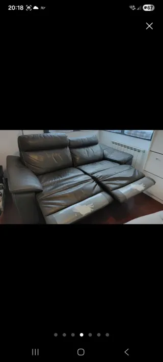 Sofá relax motorizado de piel negro