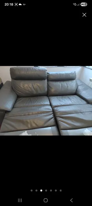 Sofá relax motorizado de piel gris oscuro