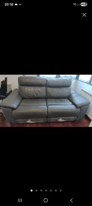 Sofá relax motorizado de piel negro