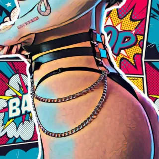 Giarrettiera con catena gothic metal punk rave roc