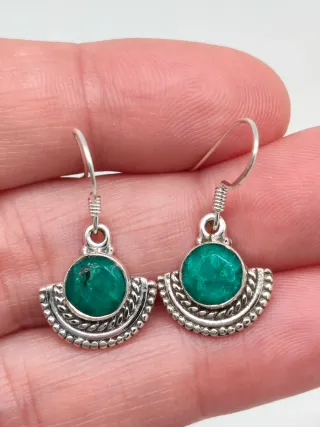 Pendientes Plata Ley 925 y Esmeralda