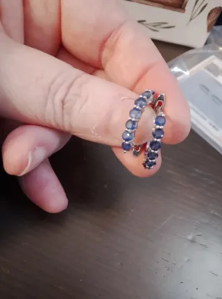 Pendientes Aro Zafiros Azules Plata