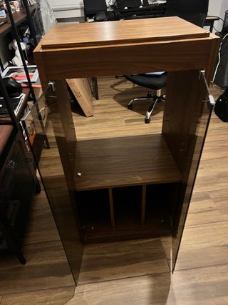 Mueble Madera Cristal Puerta Marrón