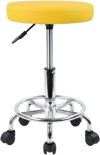 Taburete giratorio amarillo con ruedas
