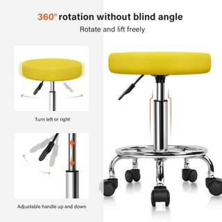 Taburete giratorio amarillo con ruedas
