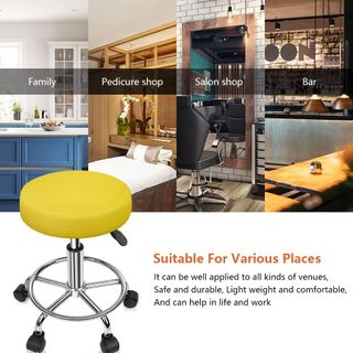 Taburete giratorio amarillo con ruedas