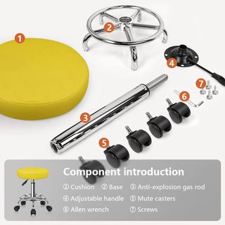 Taburete giratorio amarillo con ruedas
