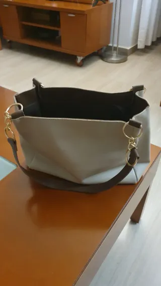 Bolso Tote Mujer Beige y Marrón