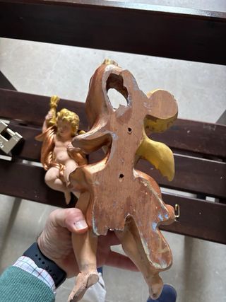 Ángeles torcheros de madera maciza  38 cm