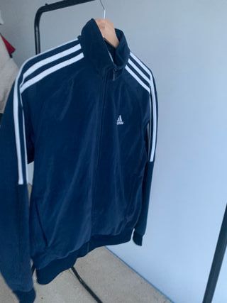 Sudadera Adidas Clásica azul marino franjas blanca