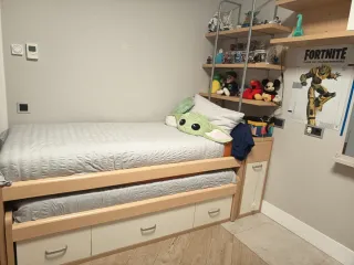 Cama juvenil nido con cajones, estanterías y escri