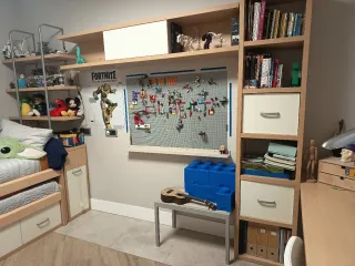 Cama juvenil nido con cajones, estanterías y escri