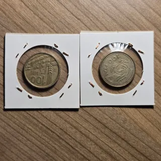 LOTE B - 5 monedas de 100 pesetas varios años