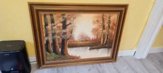 Cuadro paisaje bosque y río