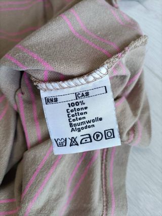 Polo Kappa a righe beige e rosa