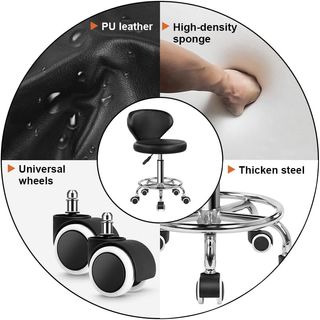 Taburete giratorio respaldo y reposapiés