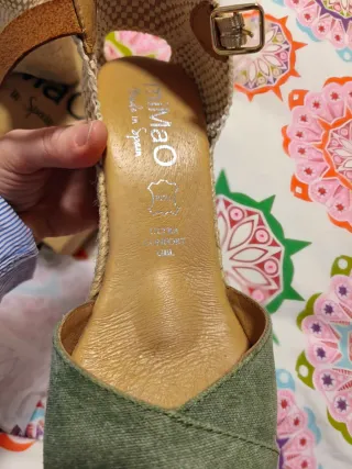 Alpargatas de esparto con cuña mujer verde kaki.