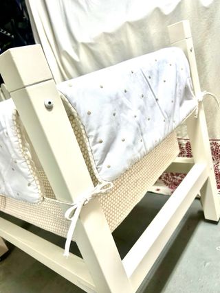 Mini cuna de madera La giraffa blanca e blue