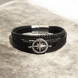 Pulsera Cuero Sintético Hombre Brújula