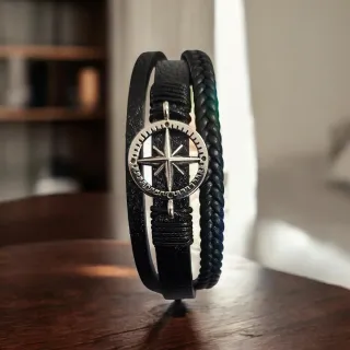Pulsera Cuero Sintético Hombre Brújula