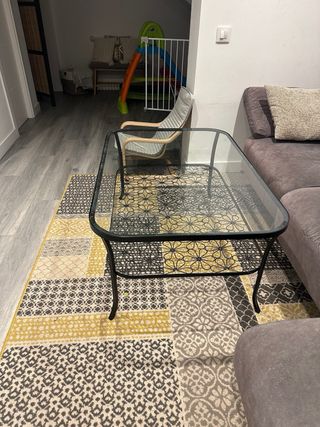 Mesa centro Ikea cristal y forja