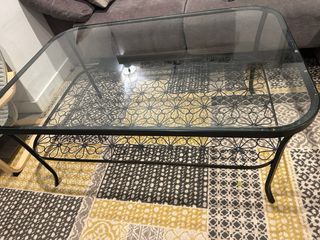 Mesa centro Ikea cristal y forja