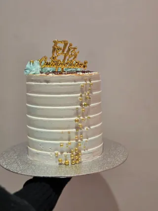 Tarta Feliz Cumpleaños Rosa y Dorada