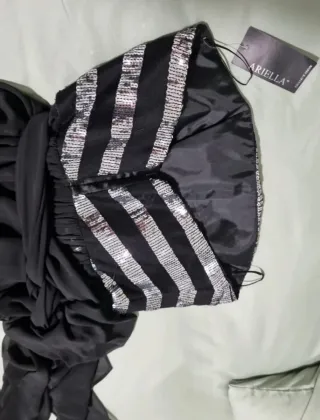 Vestido fiesta negro y plateado