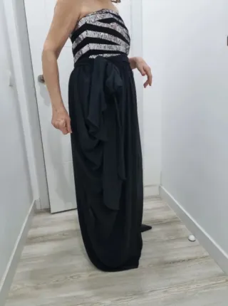 Vestido fiesta negro y plateado