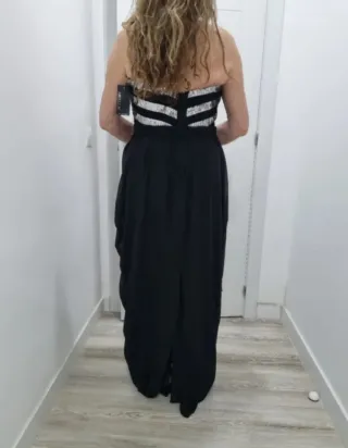 Vestido fiesta negro y plateado