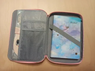 Estuche funda escritorio viaje blanco rosa