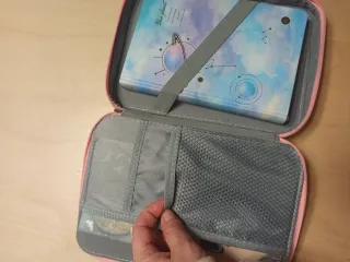 Estuche funda escritorio viaje blanco rosa