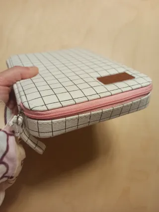 Estuche funda escritorio viaje blanco rosa