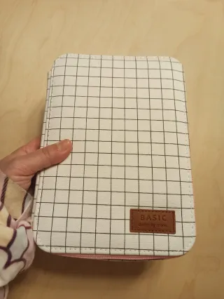 Estuche funda escritorio viaje blanco rosa