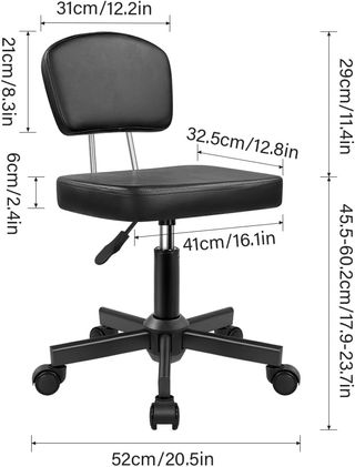 Taburete con ruedas y respaldo ajustable