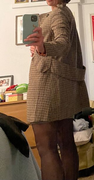 Abrigo Zara cuadros beige y marrón