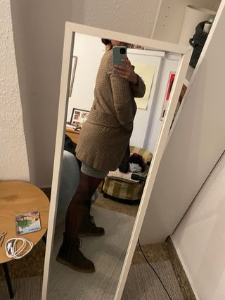 Abrigo Zara cuadros beige y marrón