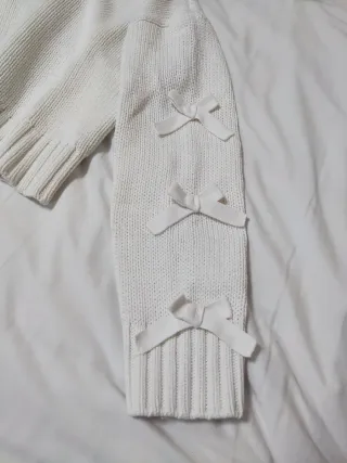 Jersey punto blanco con lazos