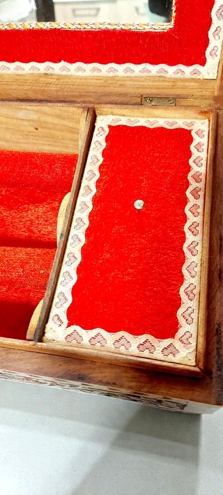 Scatola portagioie legno intarsiato vintage