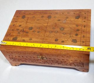 Scatola portagioie legno intarsiato vintage