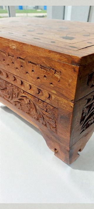Scatola portagioie legno intarsiato vintage