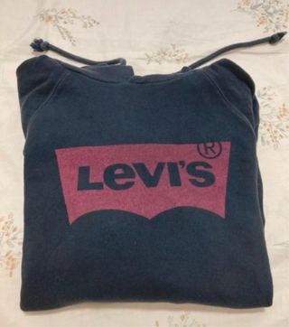 Sudadera Levi's Negra Capucha Logo Rojo Talla XS