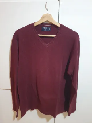 Jersey Springfield cuello pico burdeos T/L