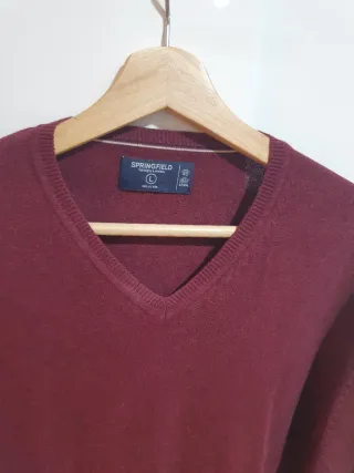 Jersey Springfield cuello pico burdeos T/L