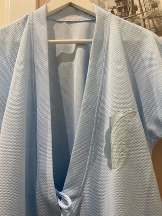 Bata mujer manga corta azul