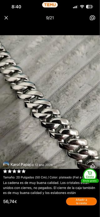 Cadena cubana y pulsera