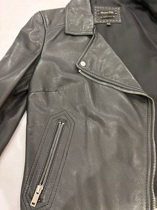 Cazadora Piel Negra Massimo Dutti